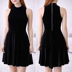 Vans Velvet Exposed Back Zipper Dress Black S